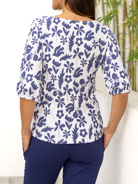 Message Factory Cadieux Top in color || Printed Blue