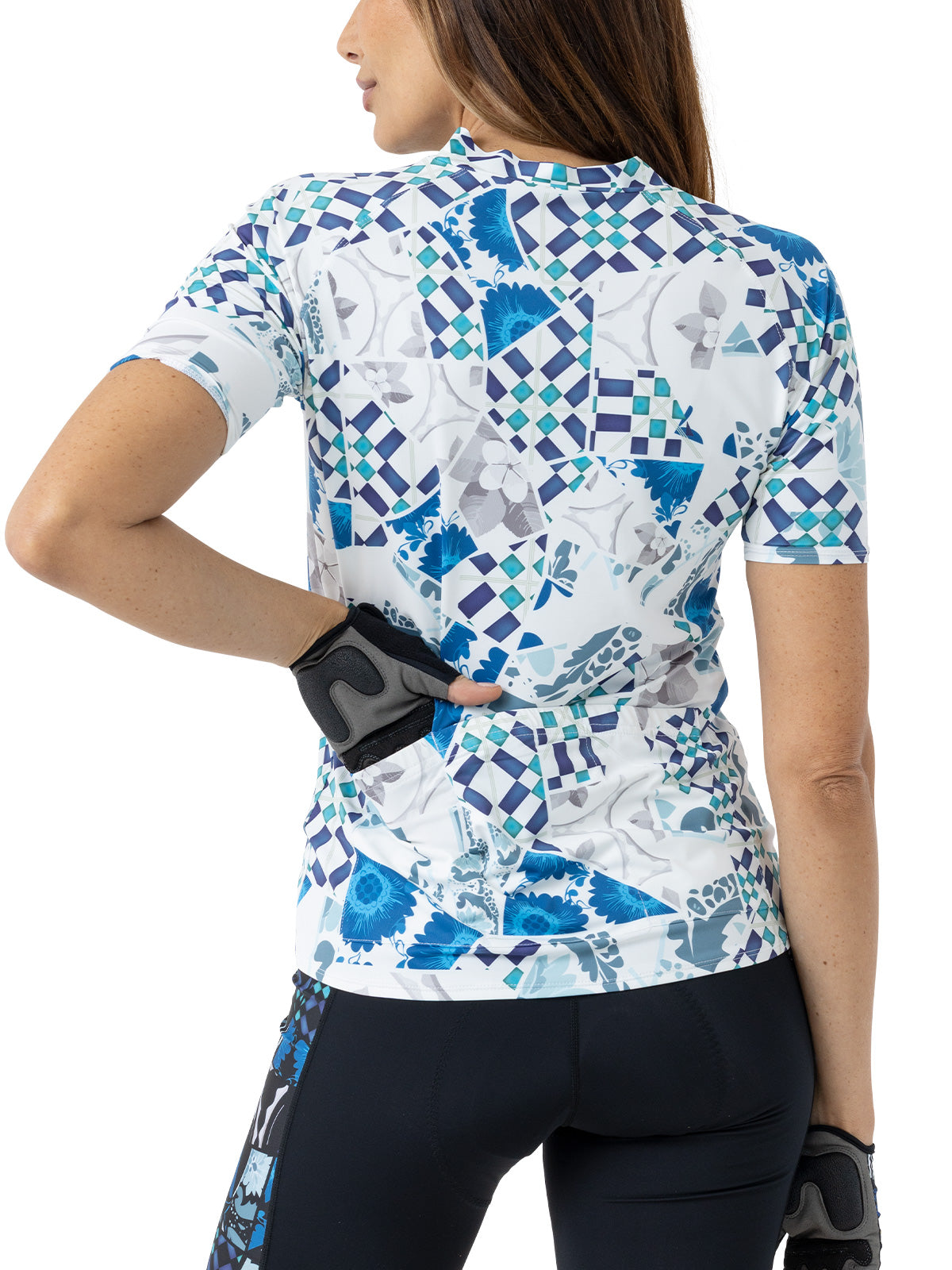Terry Soleil Short Sleeve Bike Jersey in color || Greek Mosaic