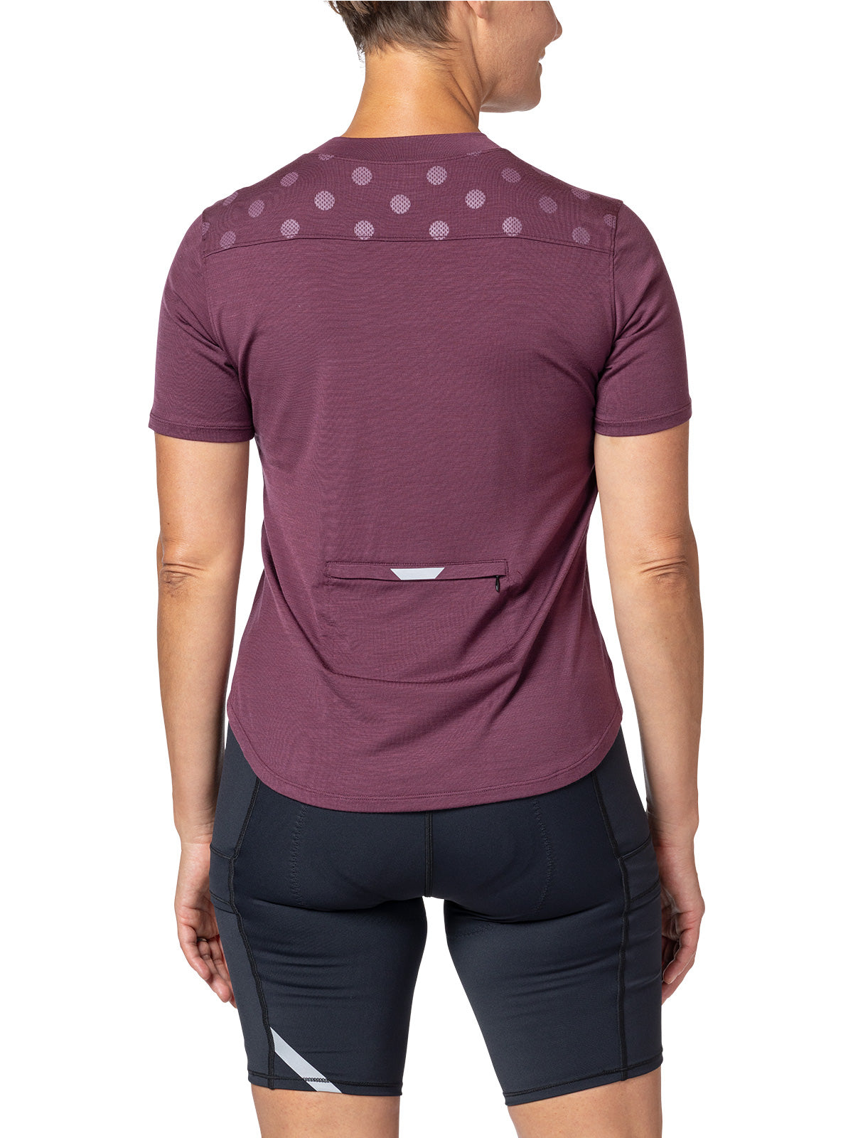 Terry Merino Short Sleeve Bike Jersey in color || Wine Dots