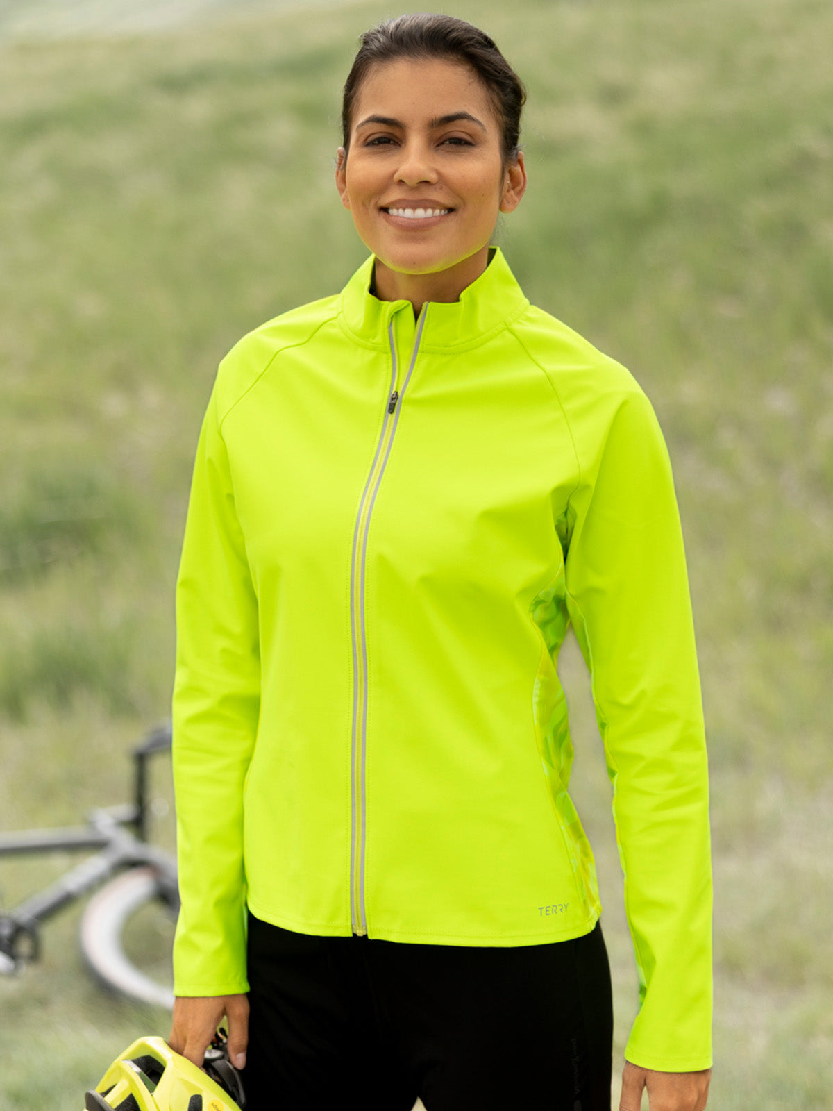 Terry Hybrid Bike Jacket in color || Chartreuse