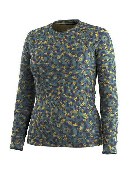 Smartwool Classic Thermal Crew Baselayer in color || Dark Teal Wild Blossom