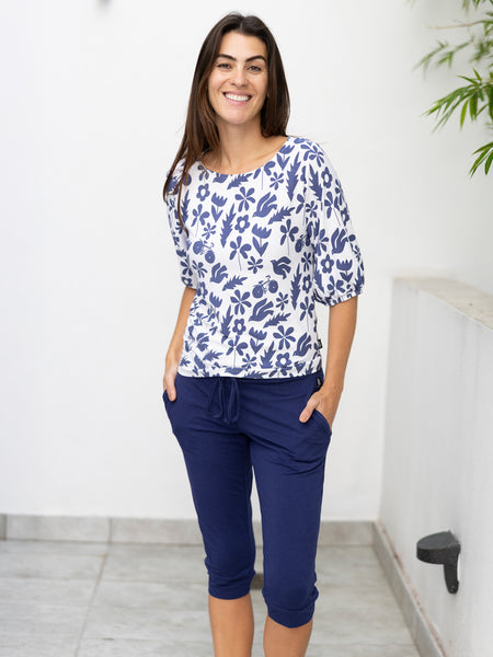 Message Factory Cadieux Top in color || Printed Blue