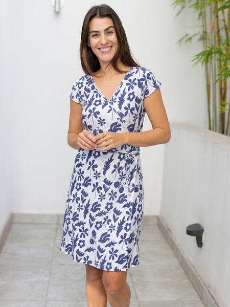 Message Factory Libullele Dress in color || Printed Blue