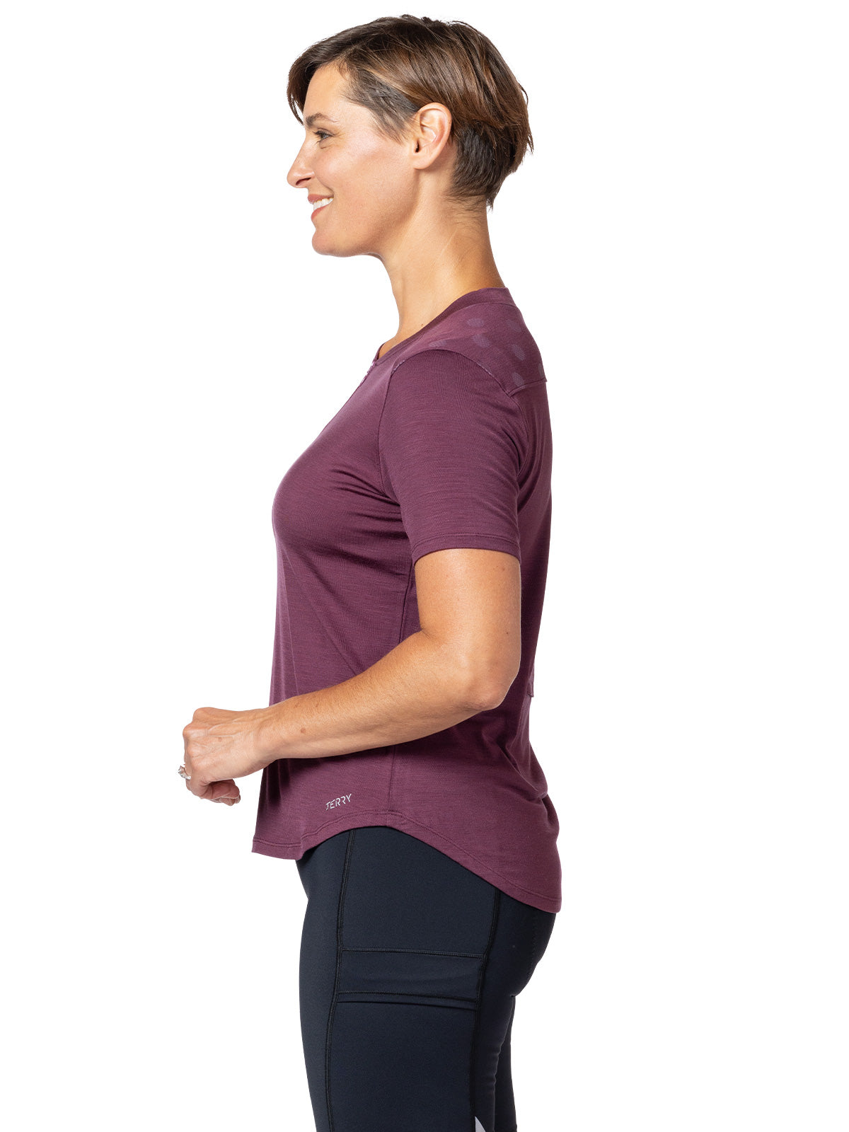Terry Merino Short Sleeve Bike Jersey in color || Wine Dots