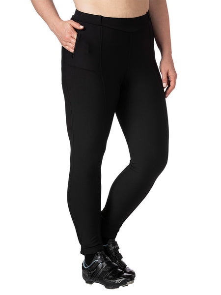 Terry Coolweather Bike Tight Plus Size in color || Black