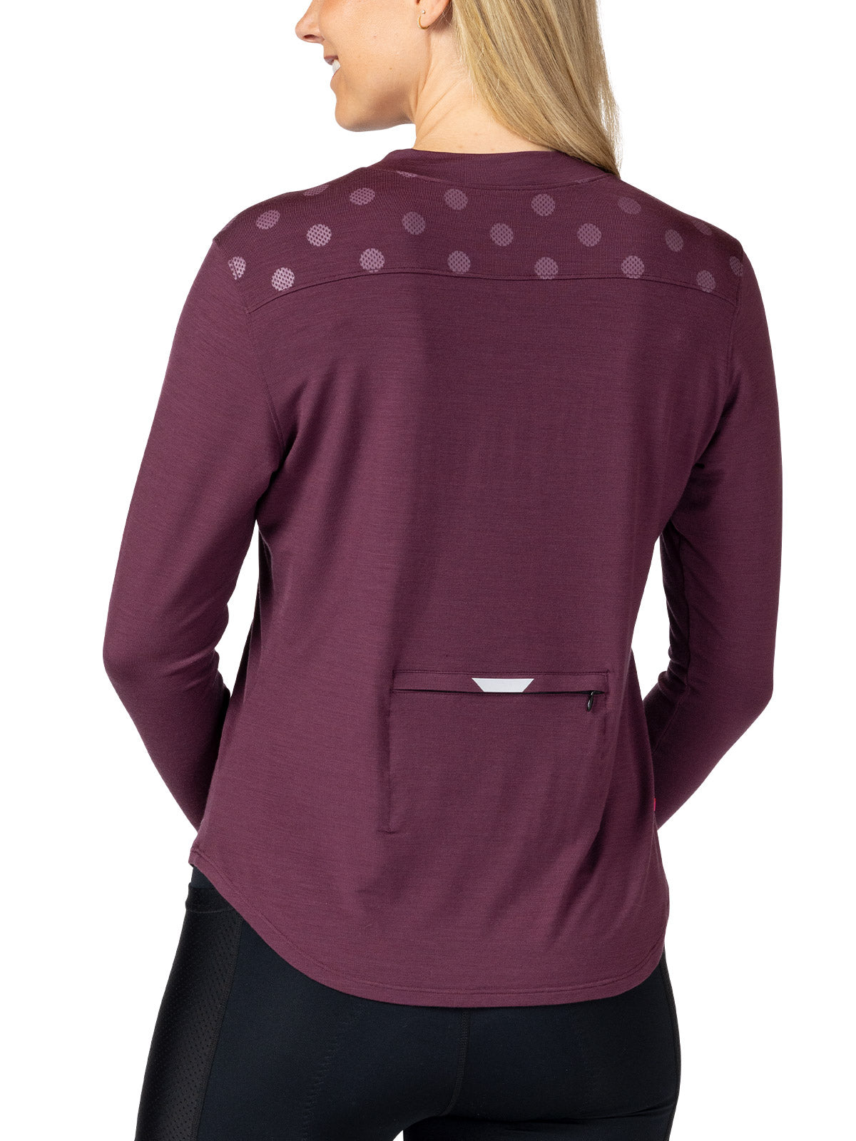 Terry Merino Long Sleeve Bike Jersey in color || Wine Dots
