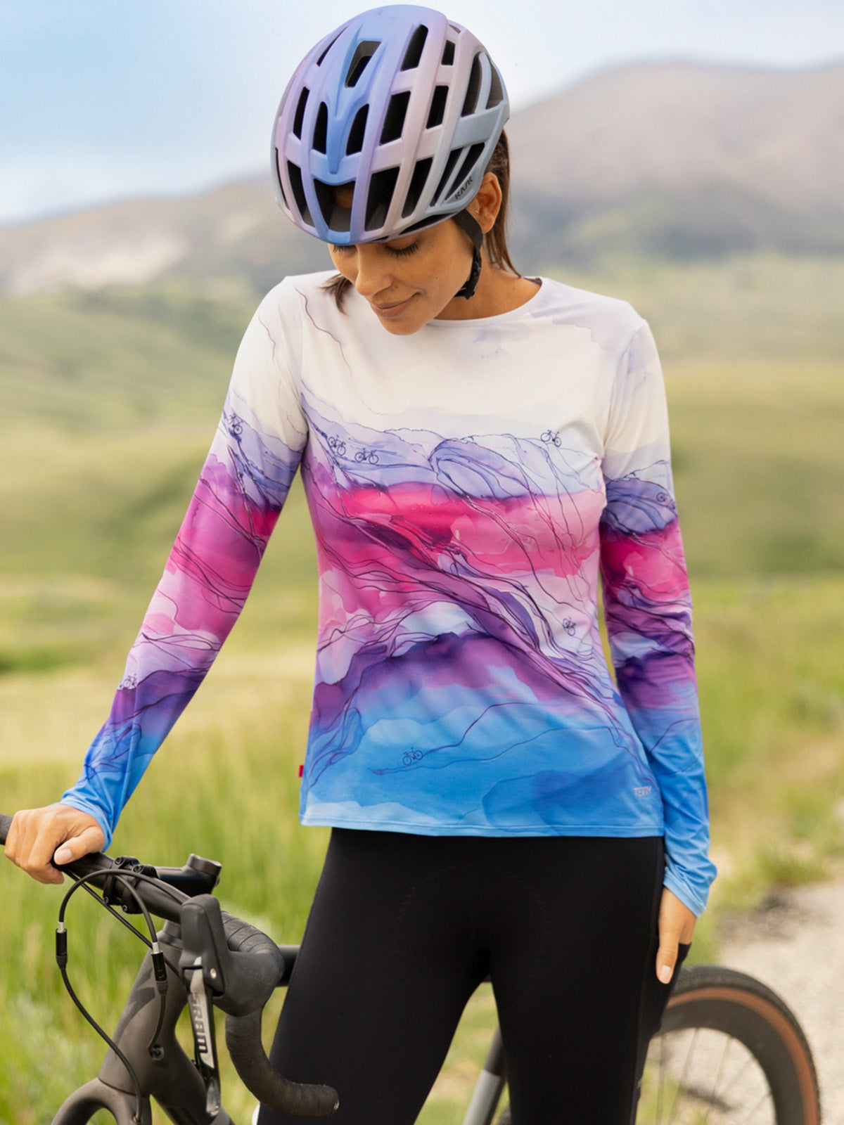 Terry Soleil Long Sleeve Bike Top in color || Aquarelle