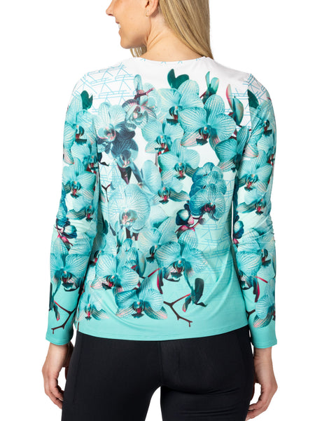 Terry Soleil Free Flow Long Sleeve Multi Sport Top in color || Celeste